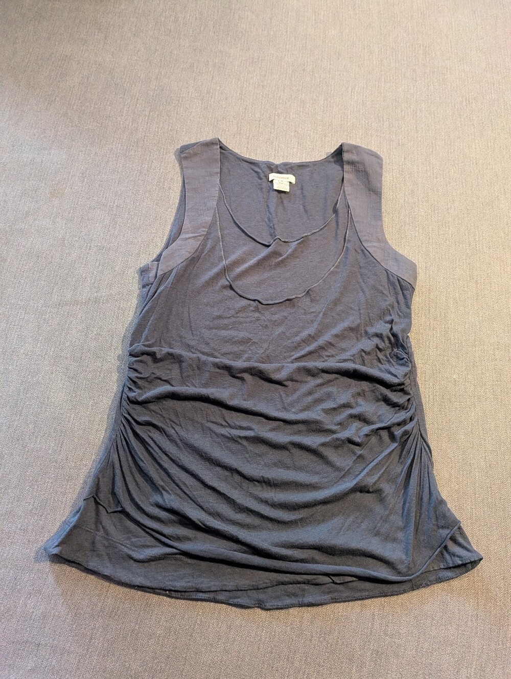 Sundance Tank Top Size M Ruched Cotton Stretch Double Layer Gray